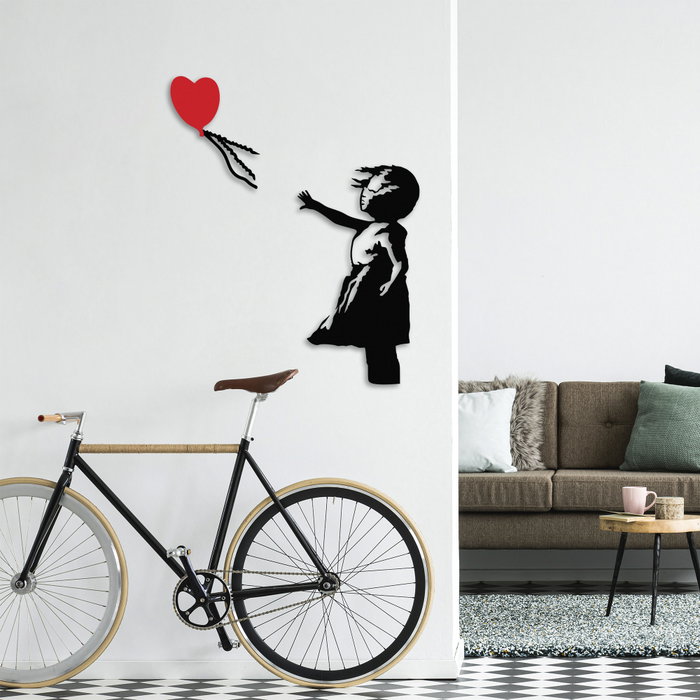 Wallity Banksy - 13 Escultura de pared metálica en Negro y Rojo